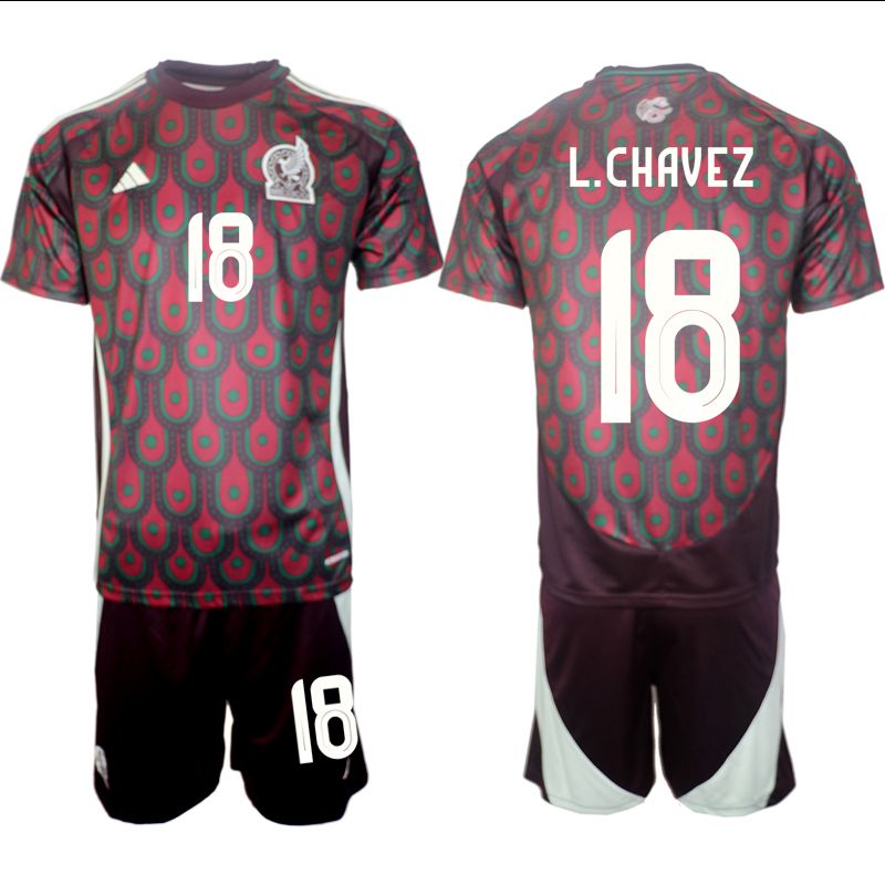 Men 2024-2025 Season Mexico home red #18 Soccer Jersey->->Soccer Country Jersey